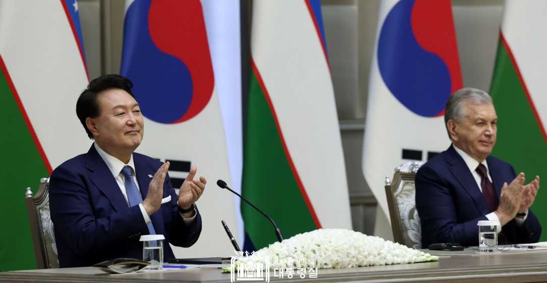 윤석열 대통령, 한-우즈베키스탄 공동언론발표                             